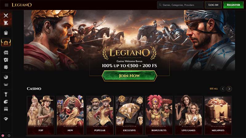 Legiano Casino Home Page